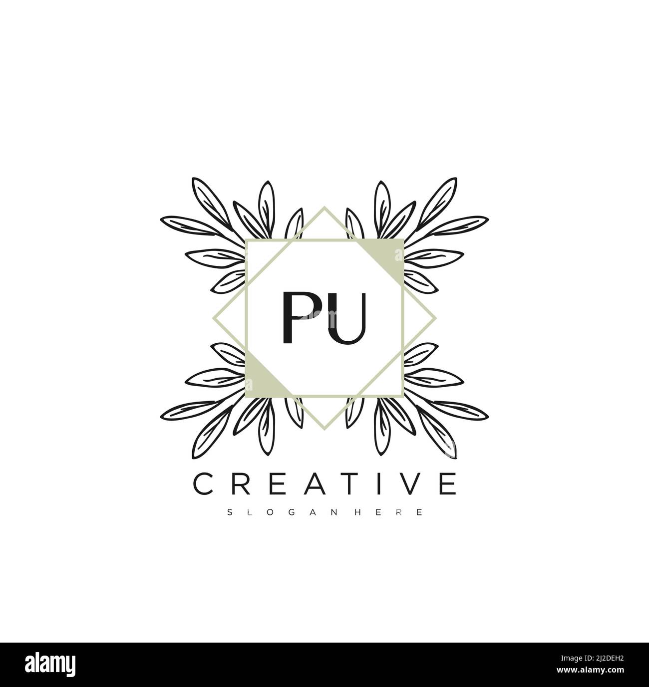 PU Initial Letter Flower Logo Template Vector premium vector Stock Vector
