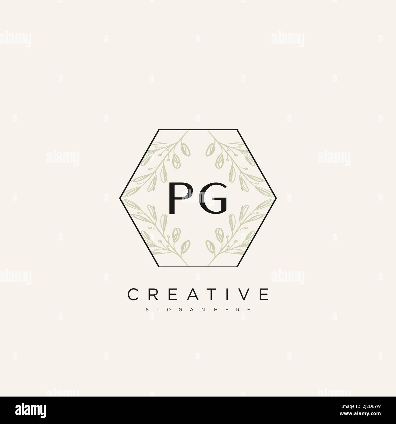 PG Initial Letter Flower Logo Template Vector premium vector Stock Vector