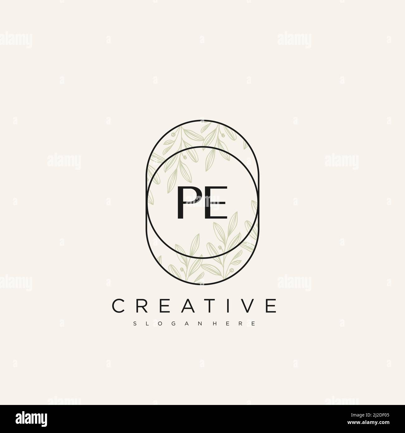 PE Initial Letter Flower Logo Template Vector premium vector Stock Vector