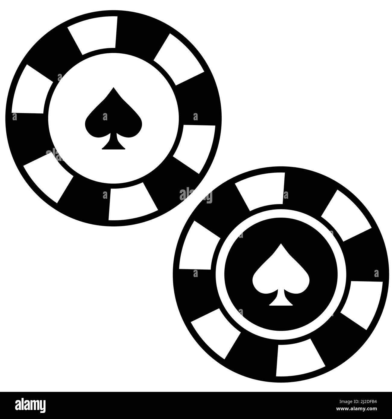 Poker chips icon on white background. Casino chips sign. Spades chip