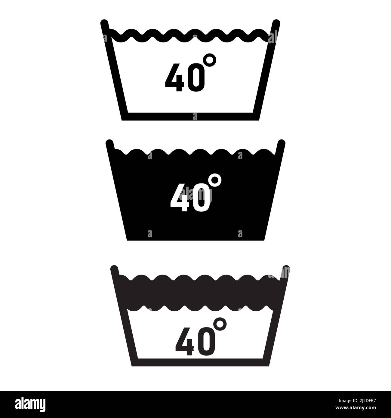 Wash at 40 degree icon on white background. Outline wash at 40 degree or bellow sign