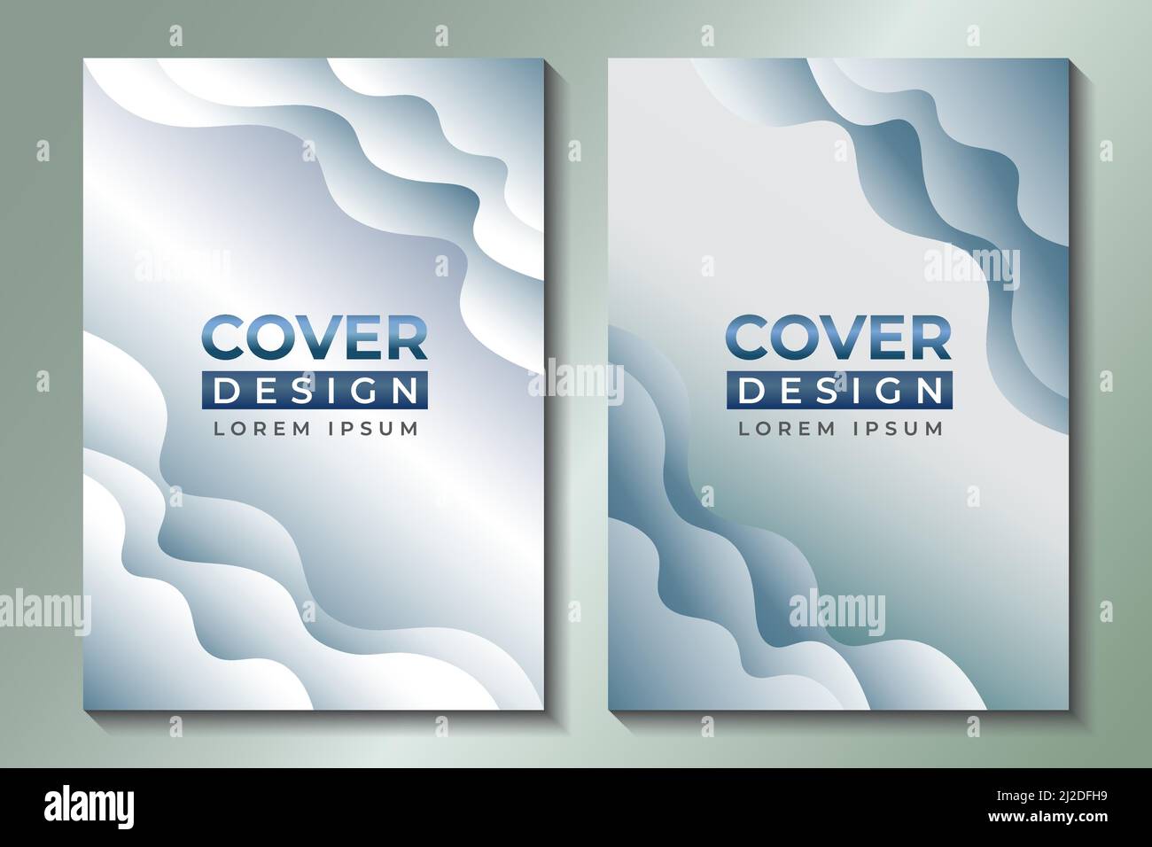 Beautiful Layered Flat Clouds. Abstract Papercut Cover Design Template. White and Gray Color Gradient Stock Vector