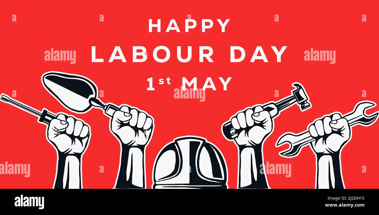 labour day hand drawn background illustration Stock Vector