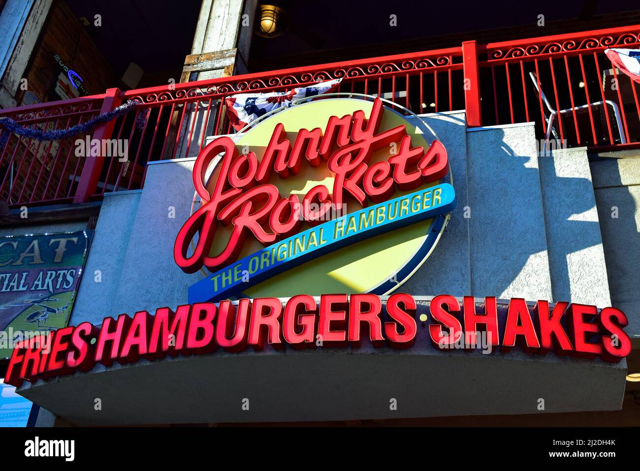 Front Entrance Sign for Johnny Rockets Restaurant in Gatlinburg, Tennessee  Stock Photo - Alamy