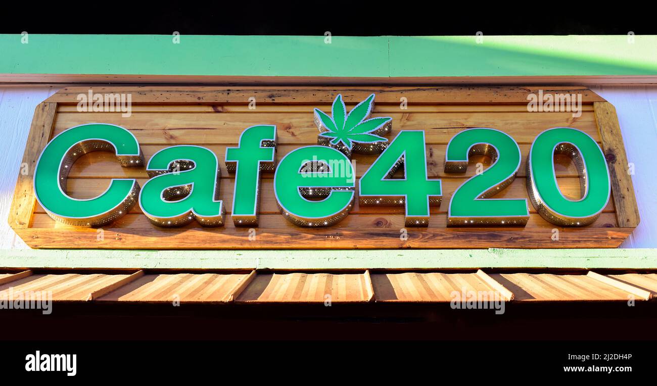 Front Entrance Sign for Cafe 420 in Gatlinburg Tennessee Stock Photo ...