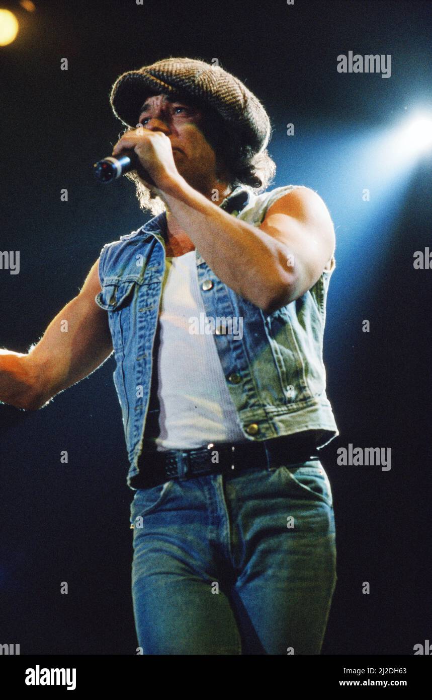 Australian rock group AC/DC performing on stage at Wembley Arena during ...