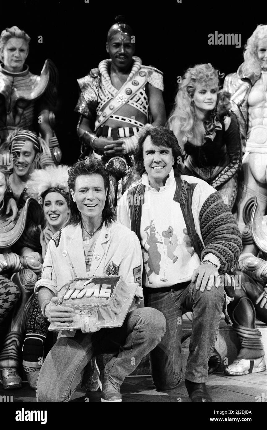 Cliff Richard, Dave Clark and the cast of the musical 'Time' attend a ...