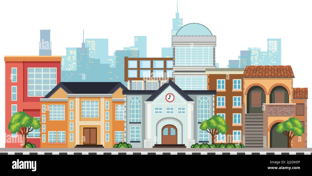 Urban cityscape isolated on white background illustration Stock Vector ...