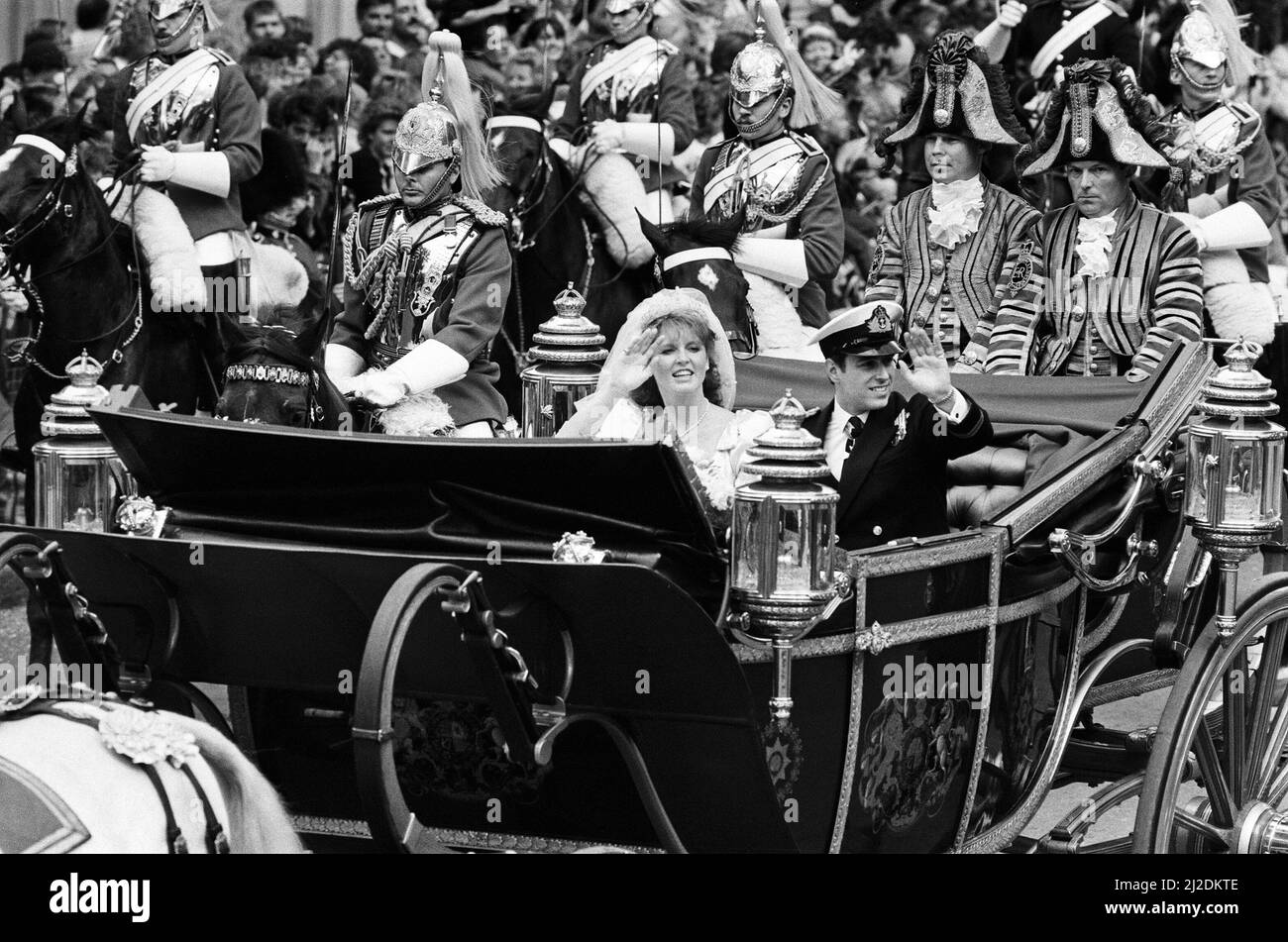 The wedding of Prince Andrew, Duke of York, and Sarah Ferguson held at Westminster Abbey. 23rd July 1986. Stock Photo