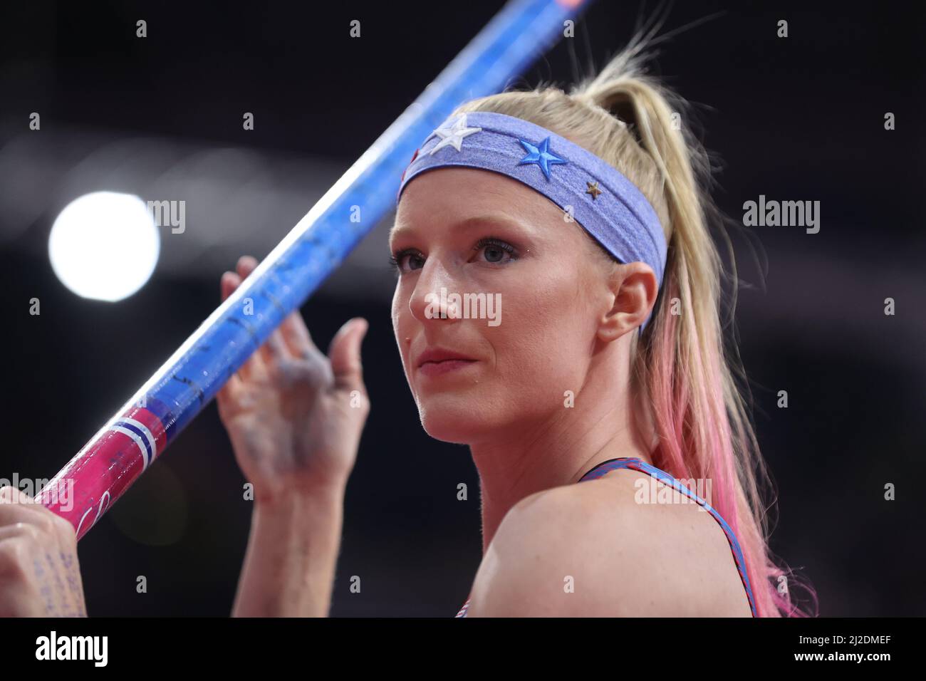 Sandi Morris (USA) wins the women's pole vault at 15-9 (4.80m) during the World Athletics Indoor Championships, Saturday, Mar. 19, 2022, in Belgrade, Stock Photo