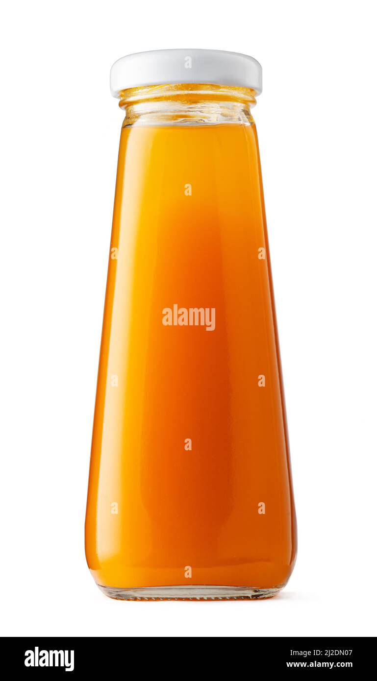 Orange juice glass bottle isolated on white background Stock Photo Alamy