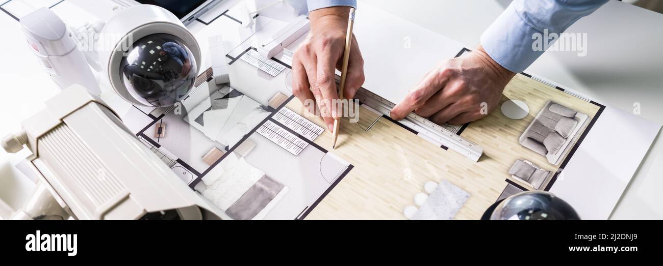 Security And Fire System Sensor Protection Plan Stock Photo