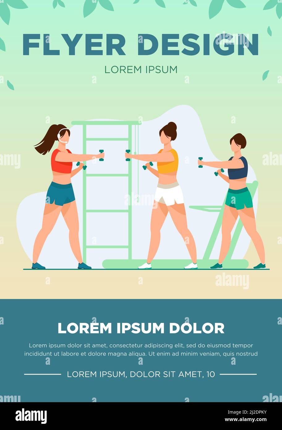 Women training with dumbbells in fitness club. Gym, muscle, arm flat