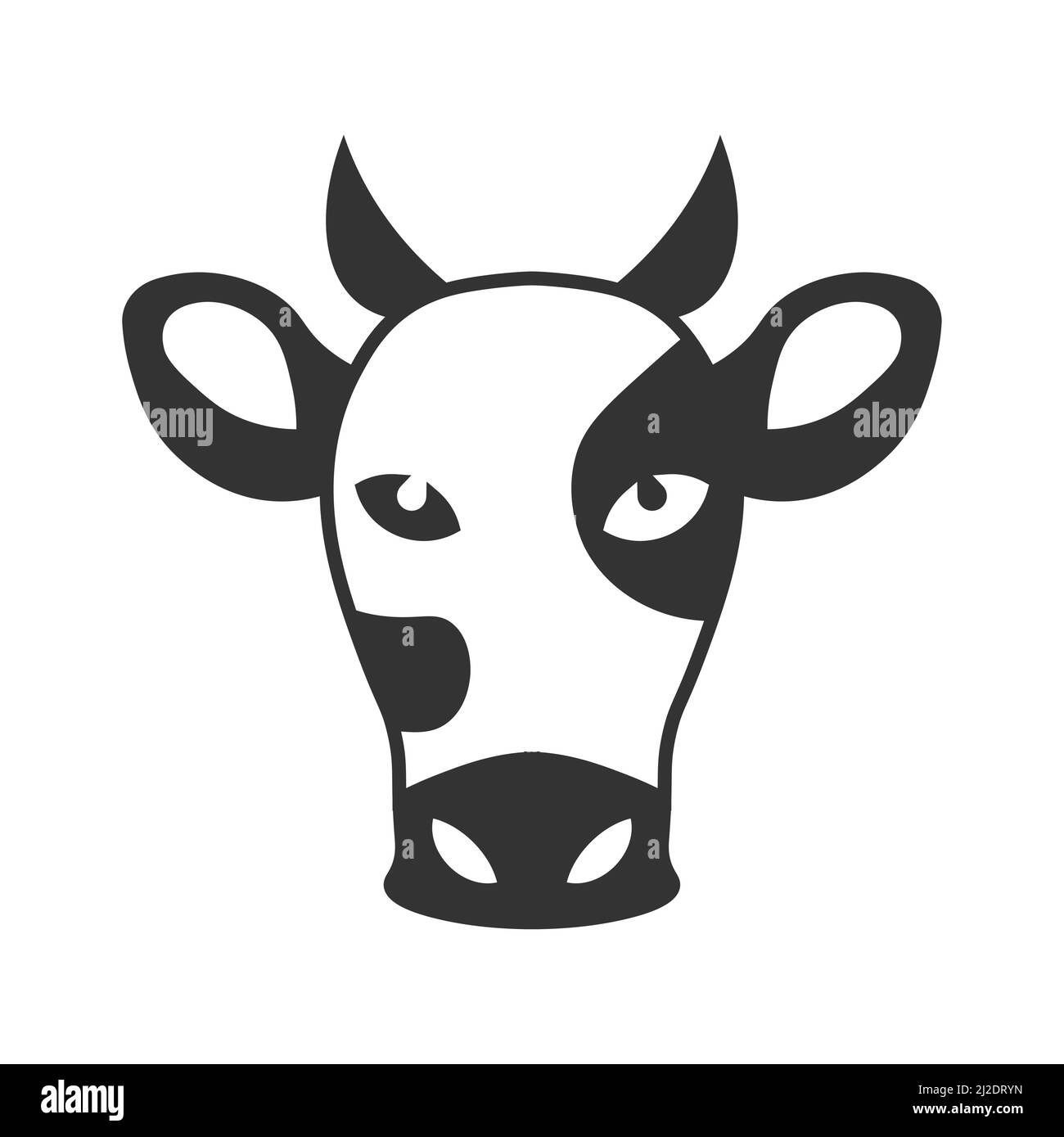 Cow head black vector icon on white background Stock Vector Image & Art ...