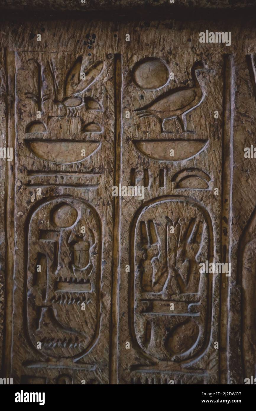 Ancient Egyptian Plates and Walls carrying Hieroglyphics in the