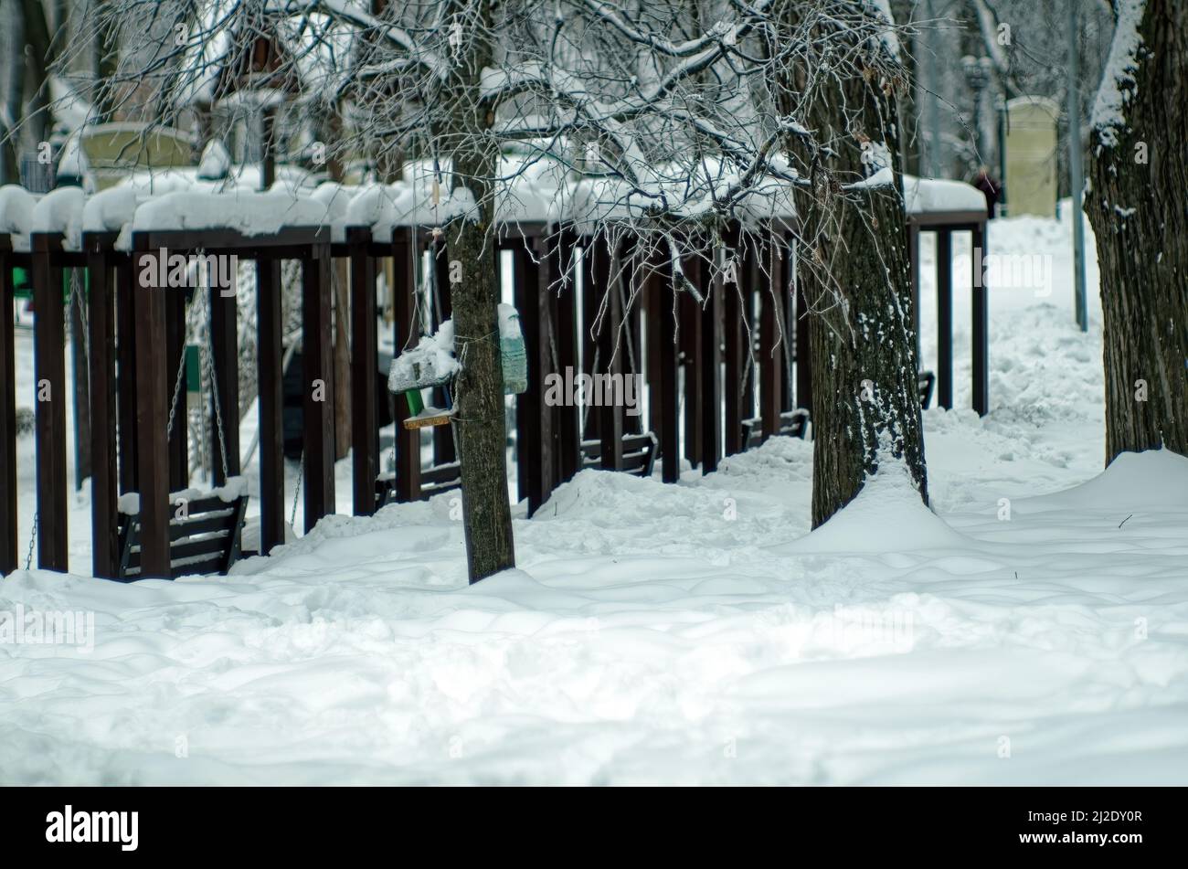 children's playground in the park, in winter Stock Photo - Alamy