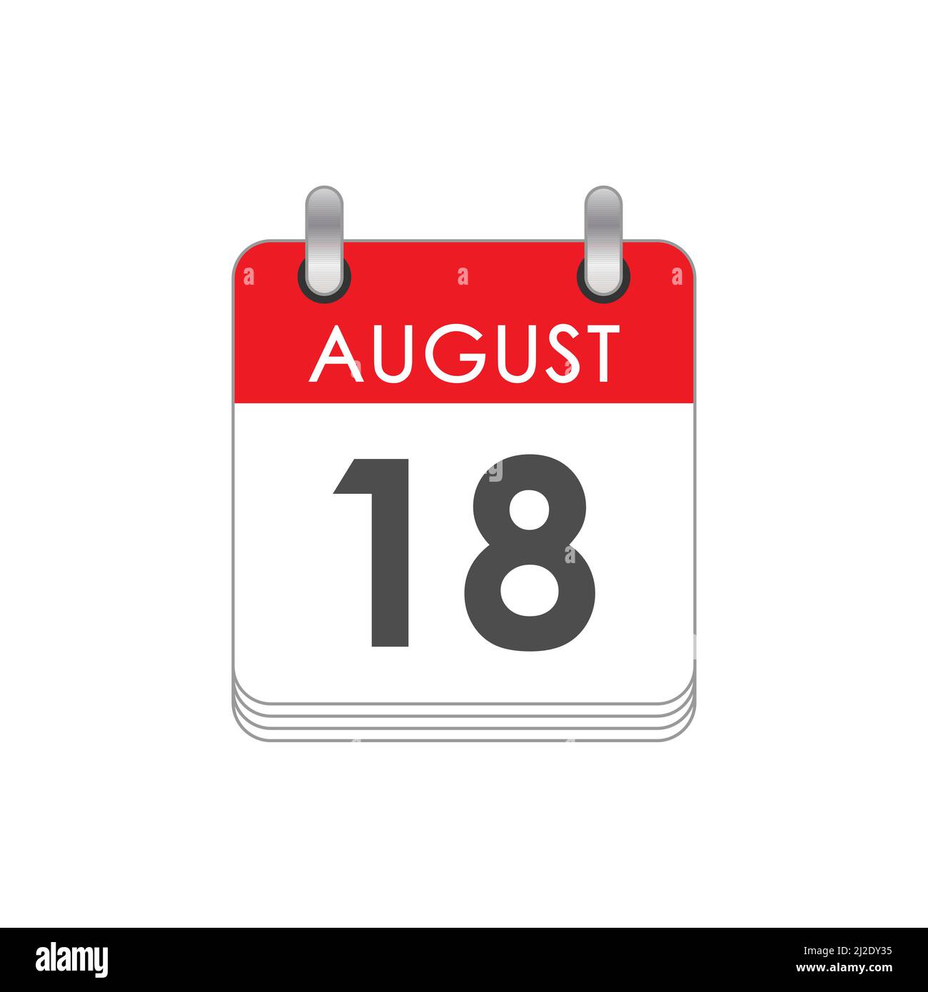 August 18 A leaf of the flip calendar with the date of August 18 Flat August 18 A leaf of the flip calendar with the date of August 18 Flat