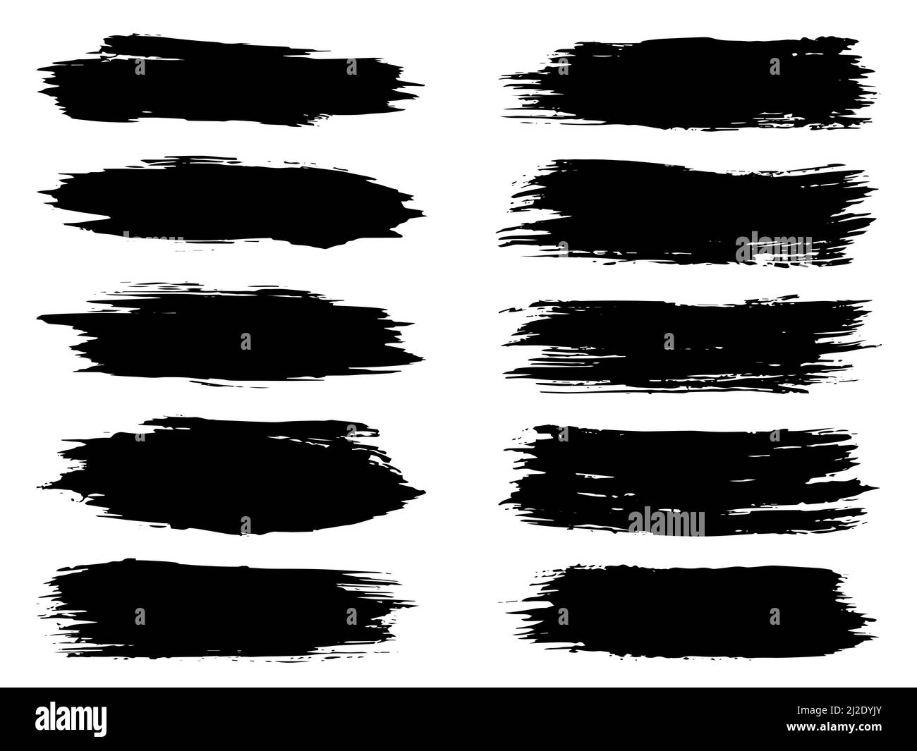 Collection of artistic grungy black paint hand made creative brush ...