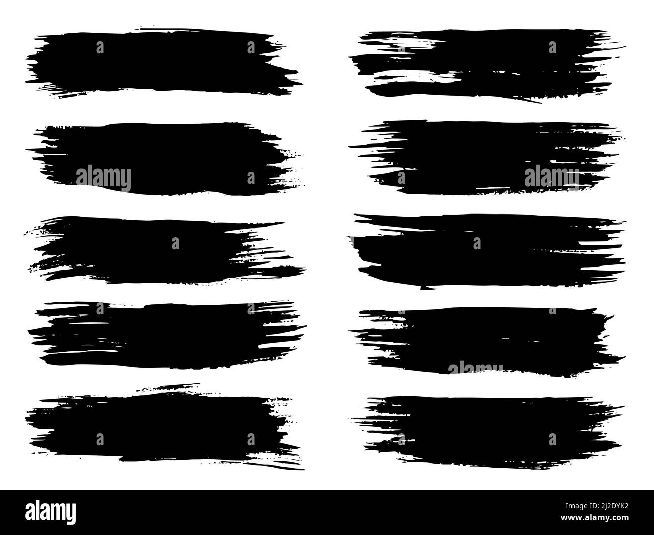 Collection of artistic grungy black paint hand made creative brush ...