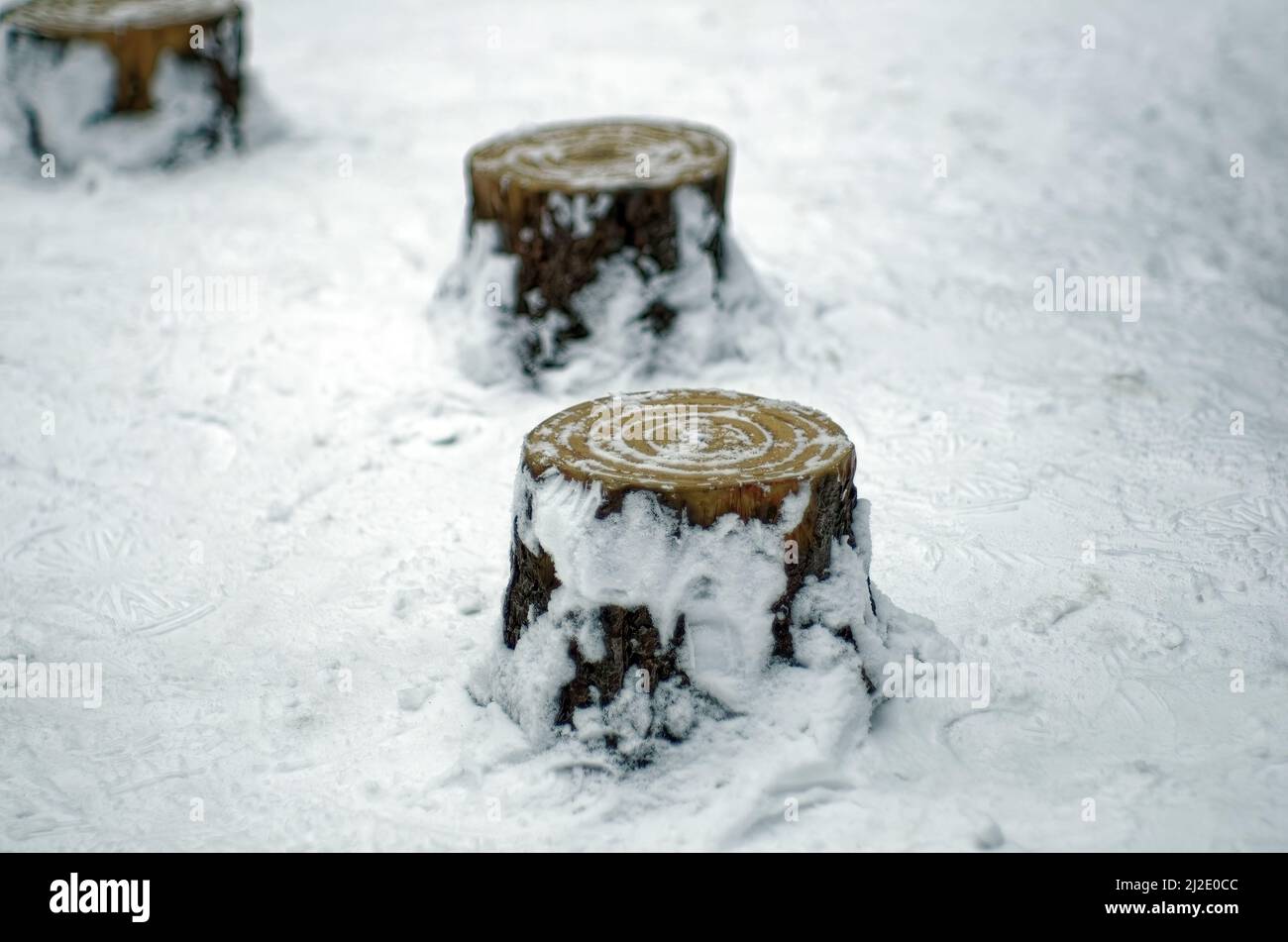 children's playground in the park, in winter Stock Photo