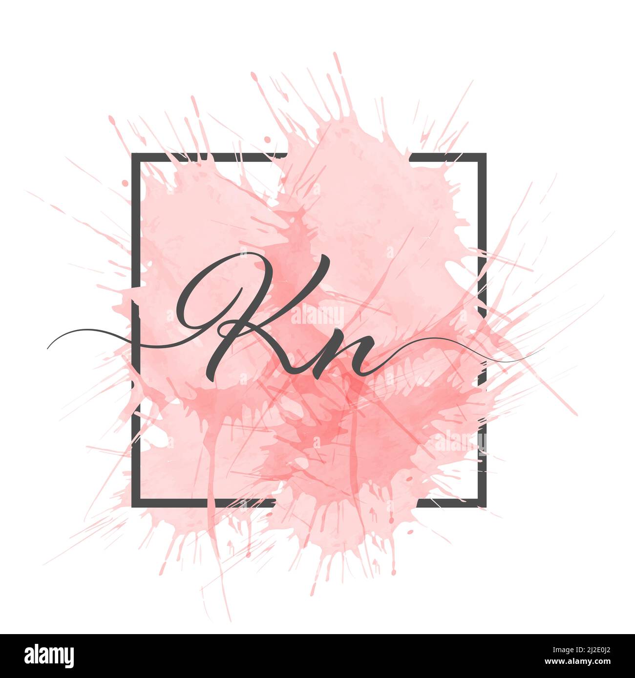 Calligraphic lowercase letters K and N are written in a solid line on a ...