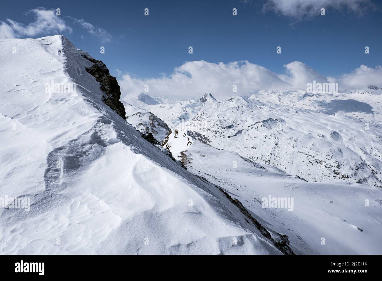 Snow covered Swiss Alps Stock Photo