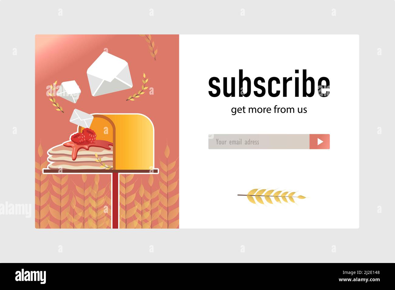 Email subscription design for bakery shop. Online newsletter template