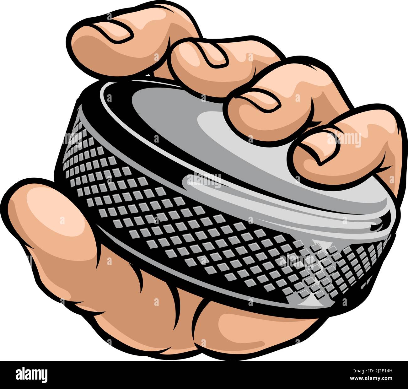 Hand holding Ice Hockey Puck Cartoon Stock Vector Image & Art Alamy