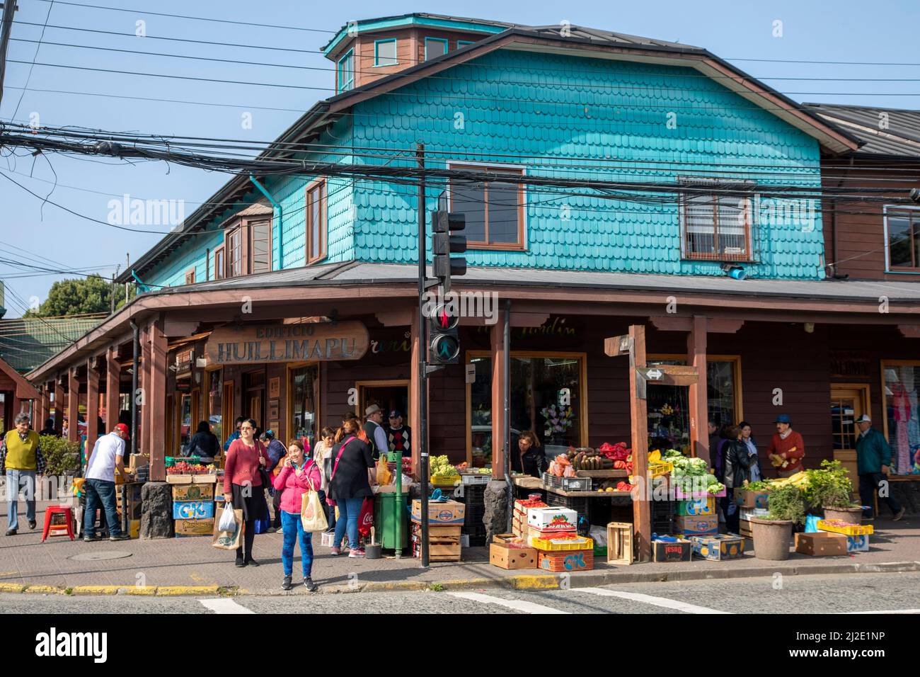 Chile-18-01-2020, streetmarket in centre of Puerto Varas Stock Photo