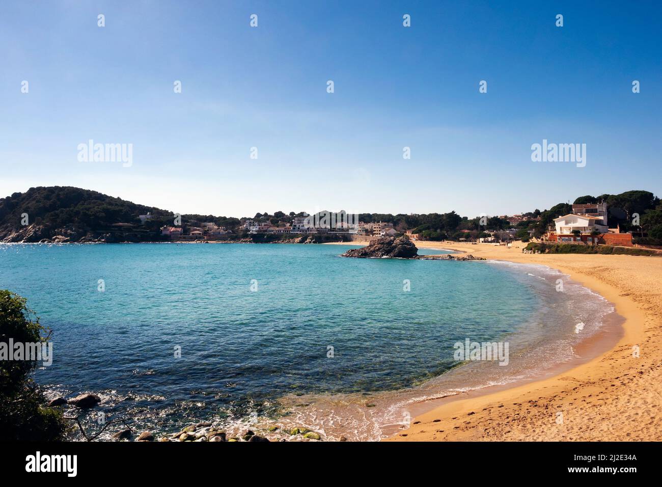 Cala La Fosca beach in Palamos on the Costa Brava in Girona, concept of nature and seafaring lifestyle Stock Photo