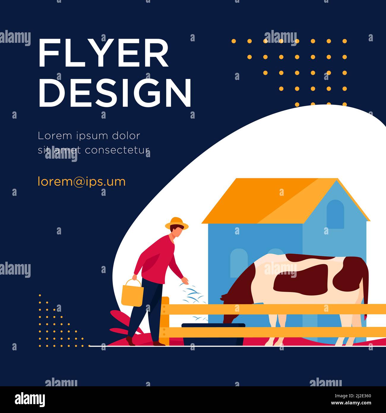 Farmer feeding cow with grass. Milk, cattle, breeding flat vector