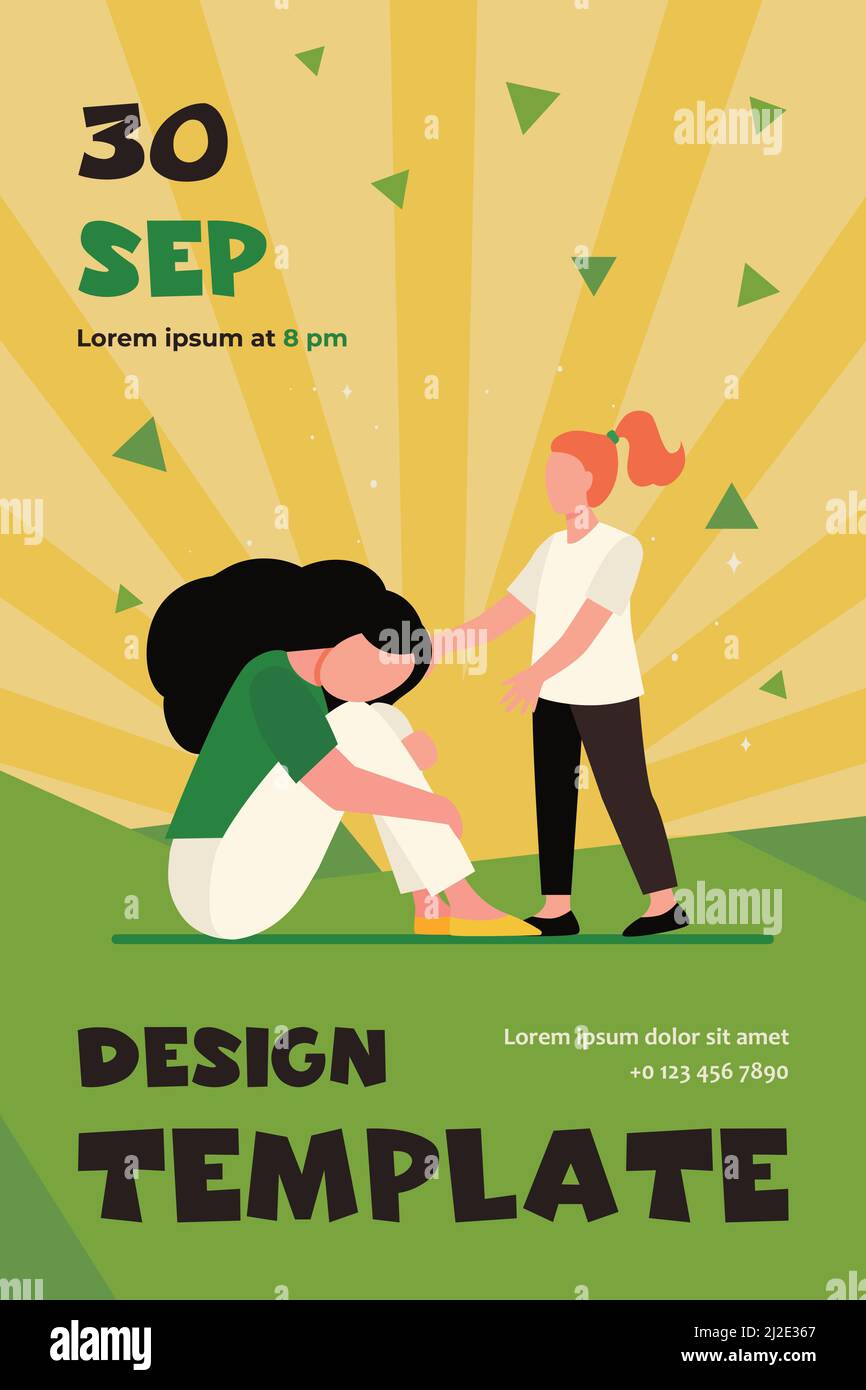 Girl trying to help sad woman. Sadness, child, grief flat vector ...
