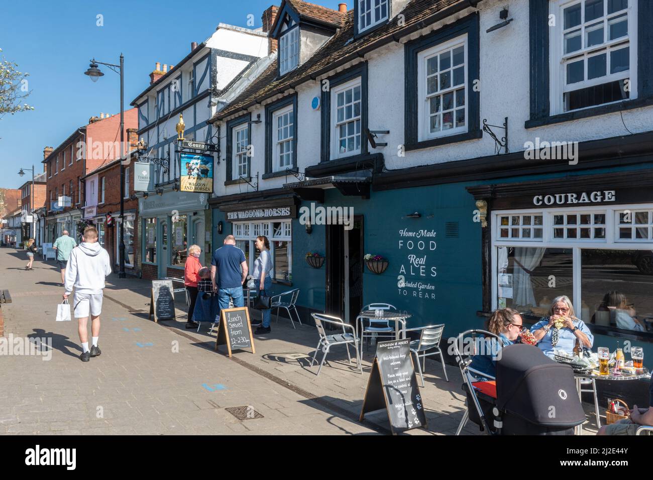Hartley Wintney village centre, Hampshire, England, UK. View of the