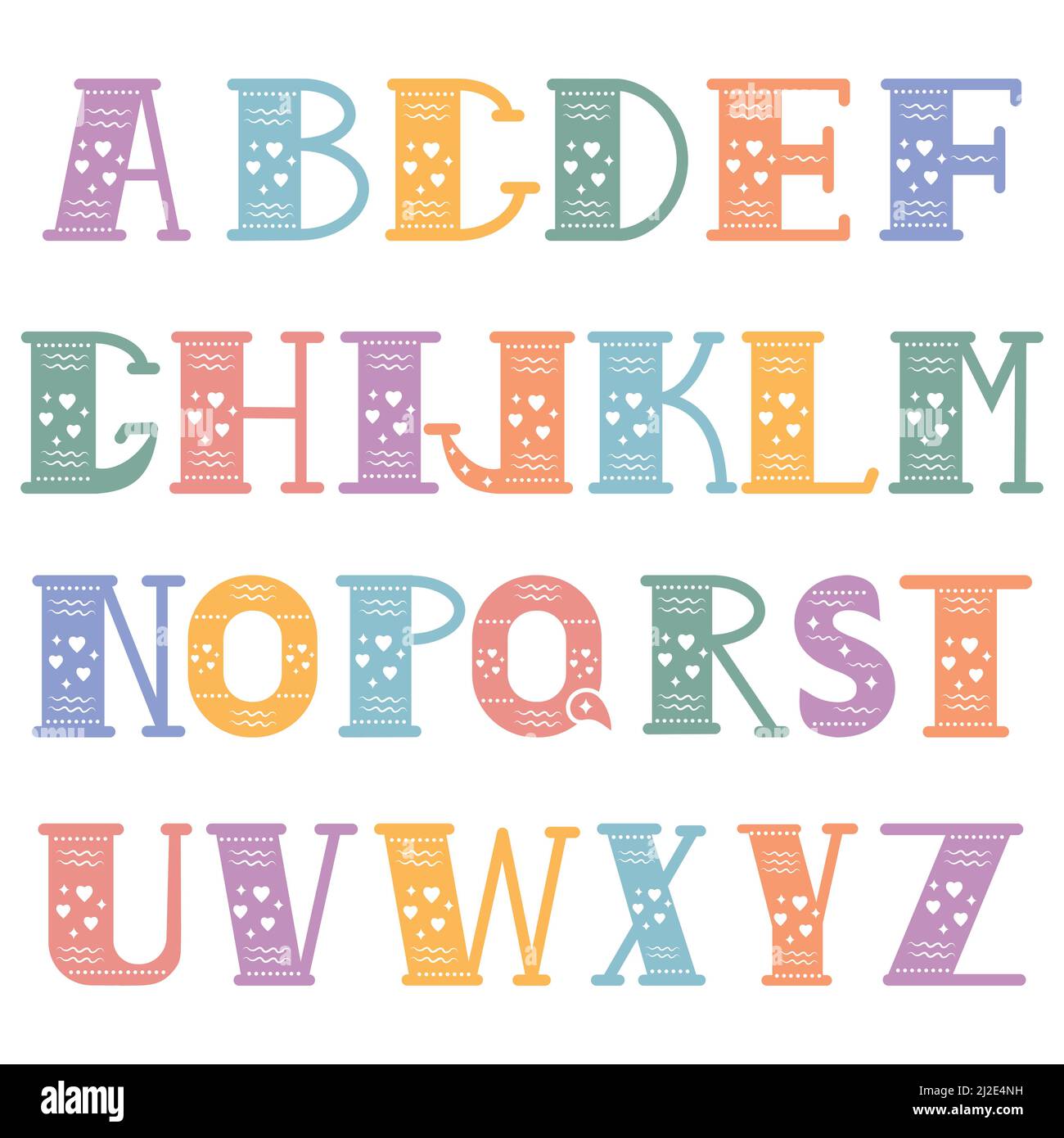 Vector cartoon alphabet on a white background. Isolated letters, vector