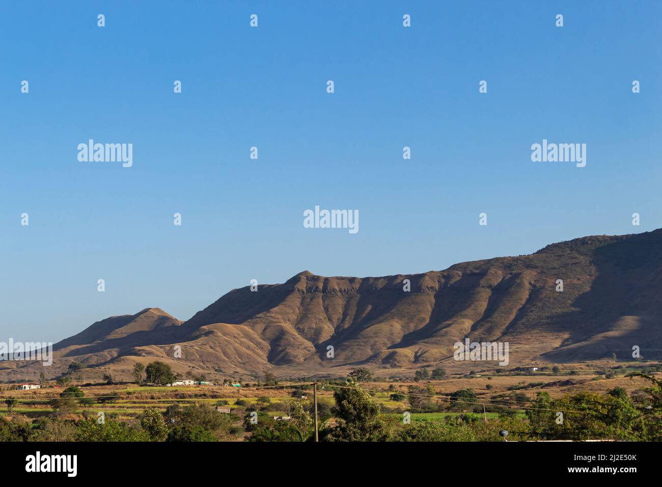 View of Sahyadri hills near Saswad, Pune, Maharashtra, India Stock Photo