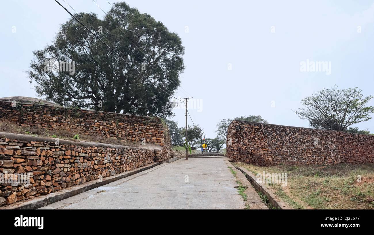 Entrance for Channagiri Fort, Channagiri has a hill fort which was built around 1770, Devanagare, Karnataka, India Stock Photo