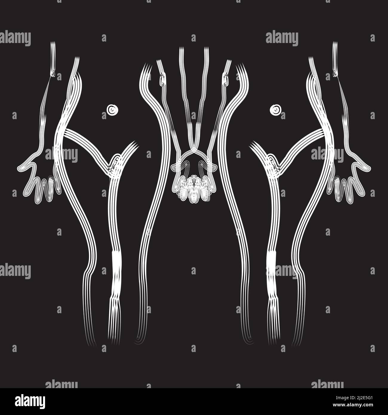 Front view of female body sketch with minimalistic lines. Vector