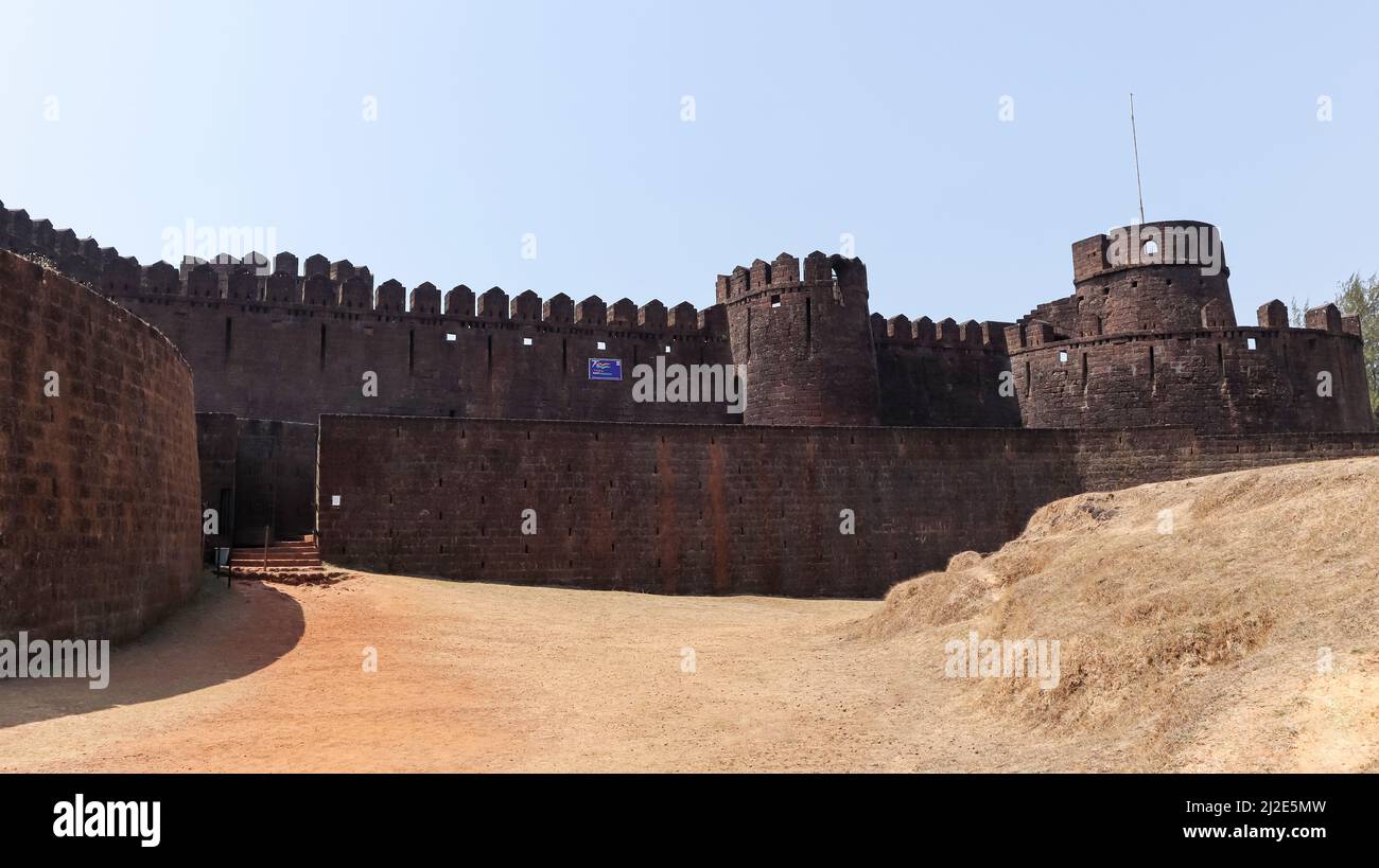 Entrance and Protection Wall of Mirjan Fort, fort was first built by Nawayath Sultanates early 1200, Uttara Kannada, Karnataka, India Stock Photo