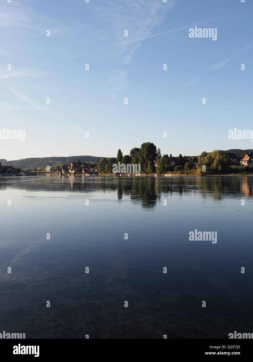 Desolate Rhine River in european STEIN AM RHEIN in SWITZERLAND ...