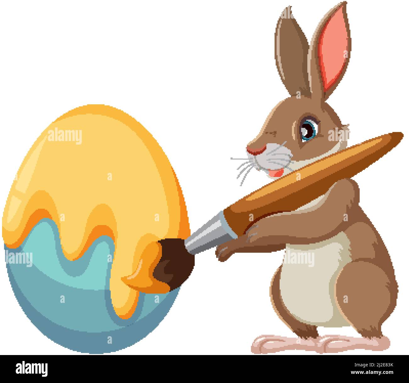 Happy Easter design with bunny painting egg illustration Stock Vector ...