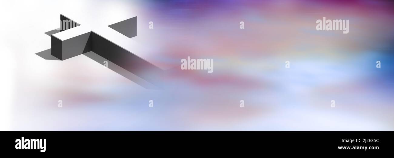 Digitally generated image of cross icon with copy space on colorful ...