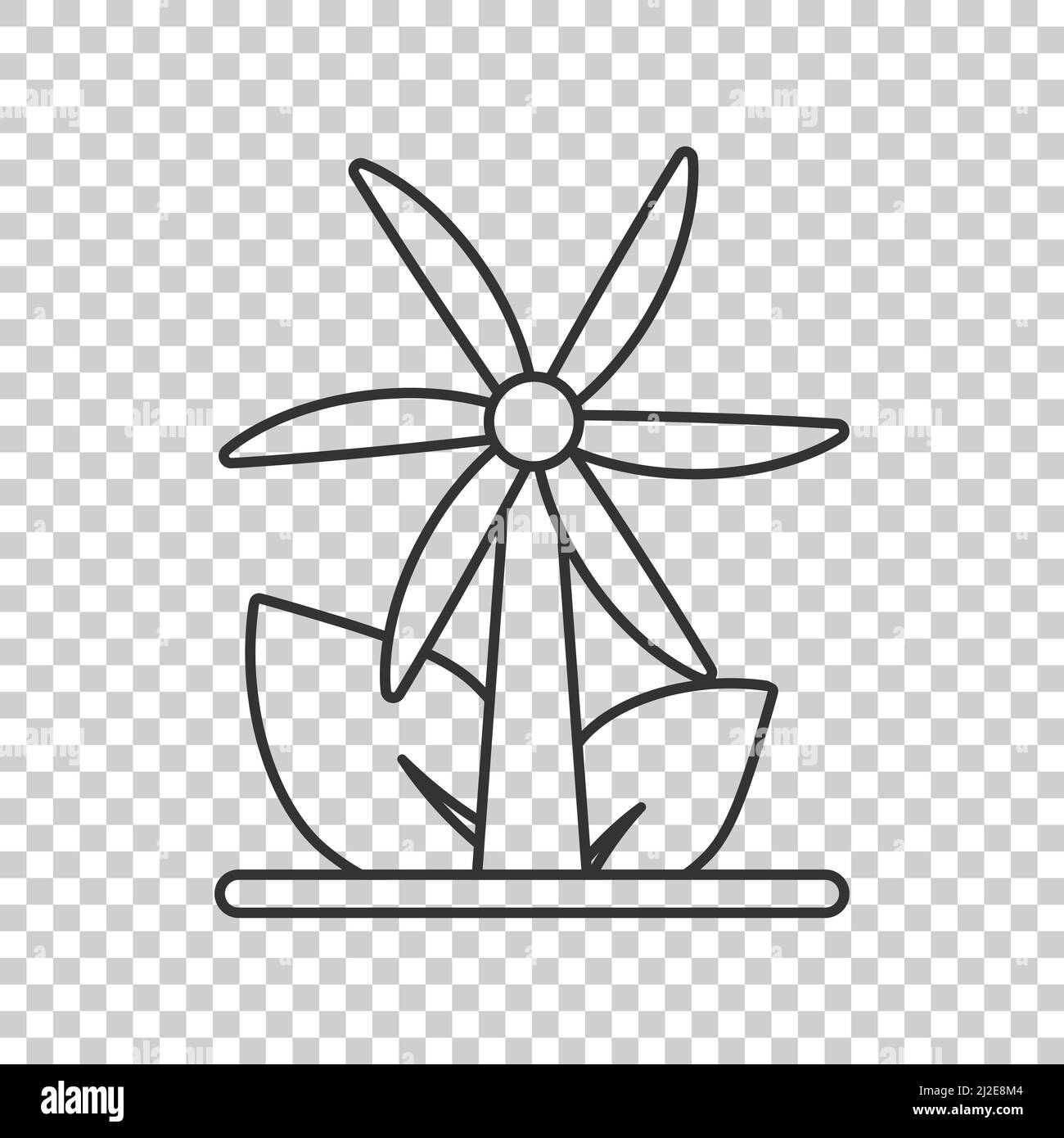 Eco energy icon in flat style. Leaf wind power plant vector ...