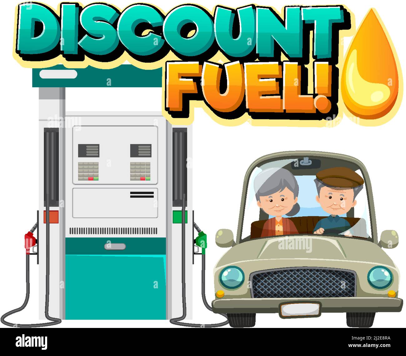 Gas station with discount fuel word logo illustration Stock Vector
