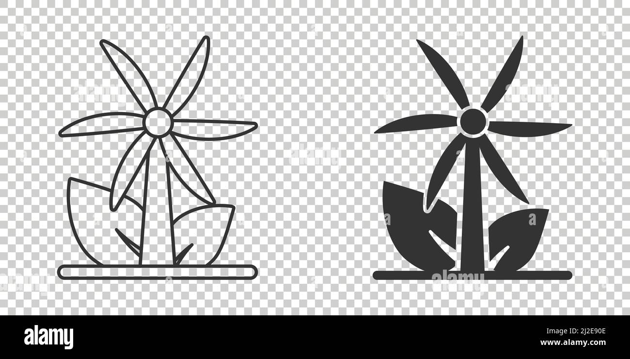 Eco energy icon in flat style. Leaf wind power plant vector ...