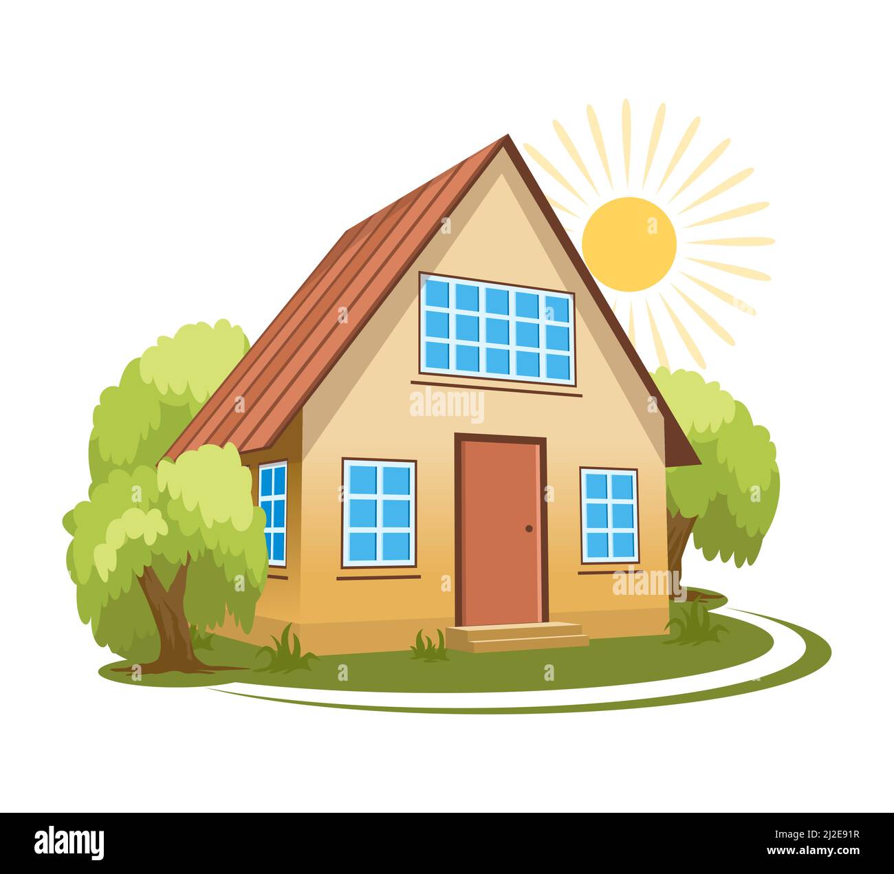 Summer landscape. House surrounded by trees Stock Vector Image & Art ...