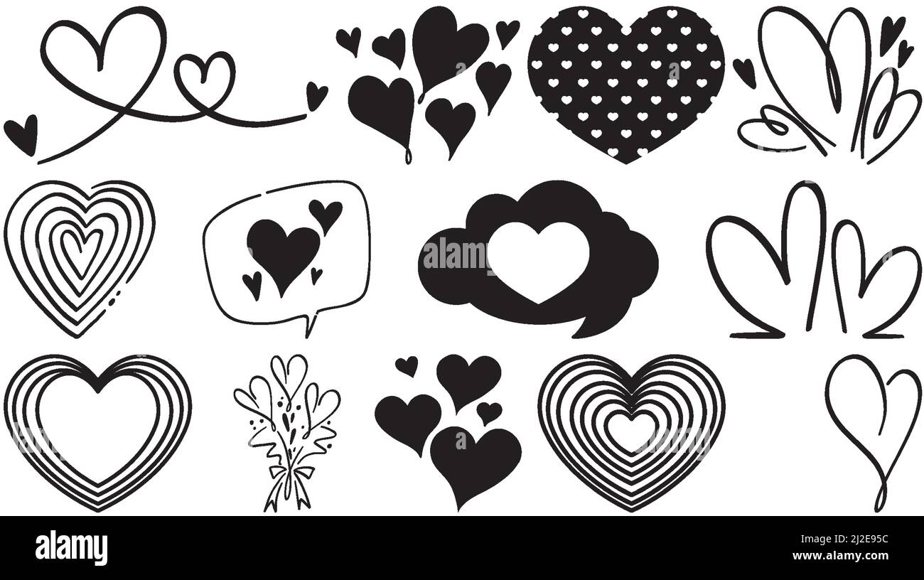 Black hand drawn hearts set illustration Stock Vector Image & Art - Alamy