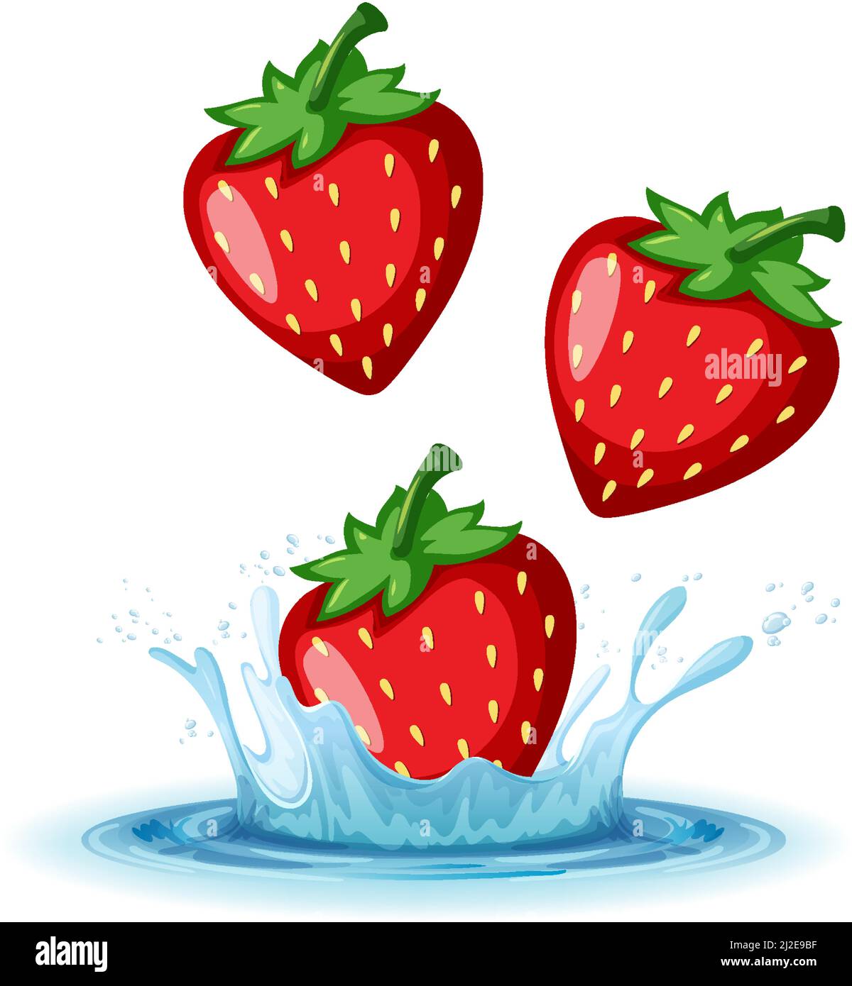 A water splash with strawberry on white background illustration Stock ...