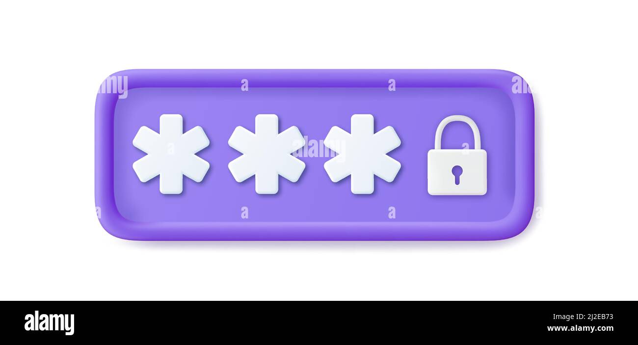 3d Locked Password Field Stock Vector