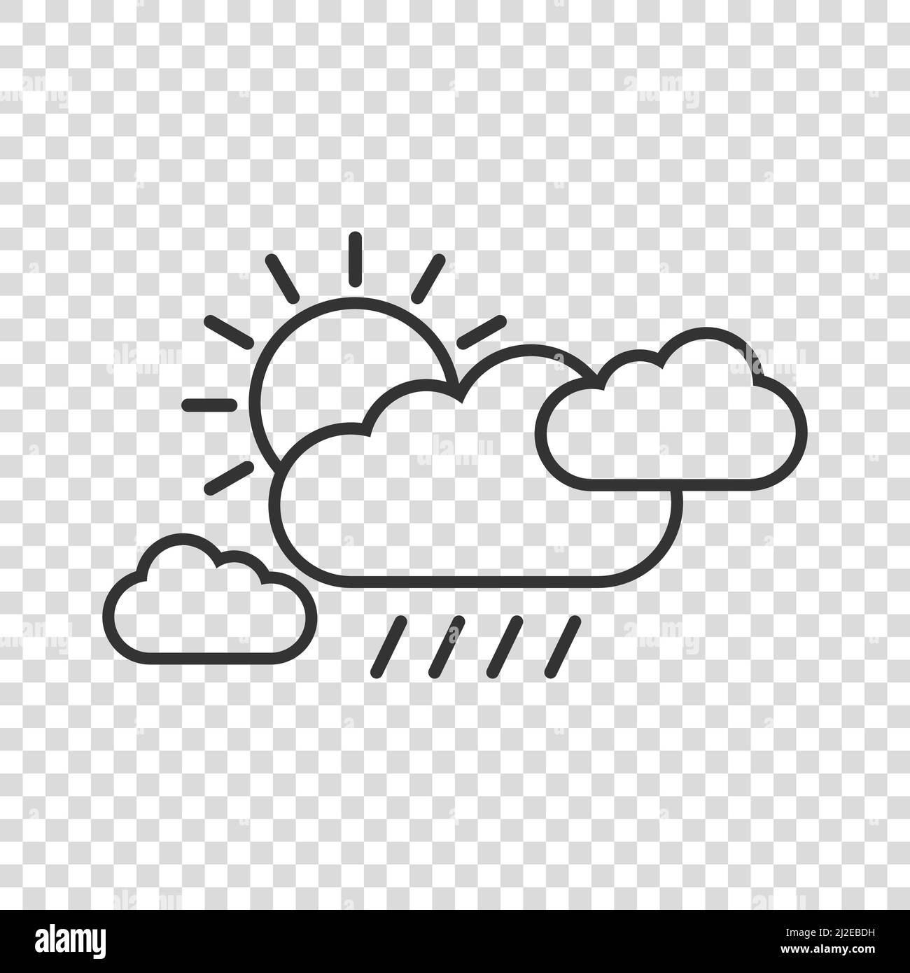 Weather icon in flat style. Sun, cloud and rain vector illustration on ...