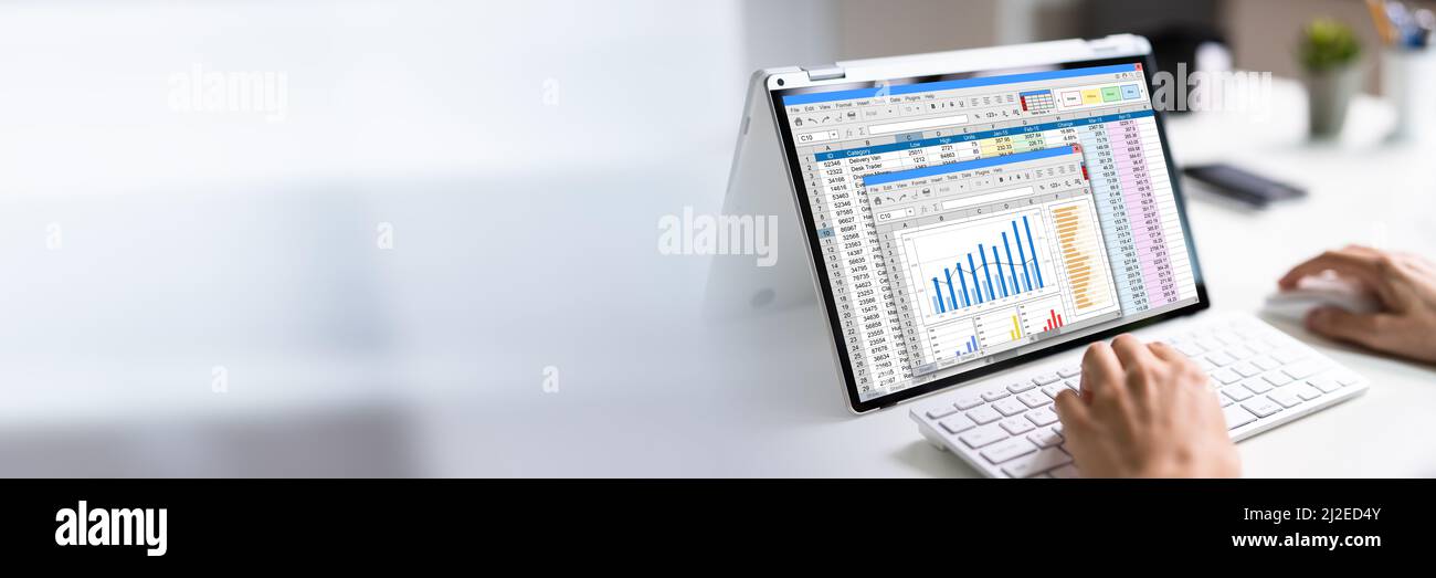 Spreadsheet Data Business Work On Office Tablet Stock Photo